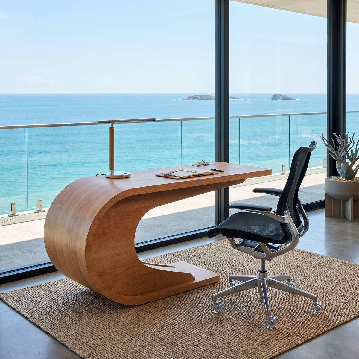 Birou Lemn Masiv Furniruit Onda, 160 × 70 × 74 cm, Fluid Homedit