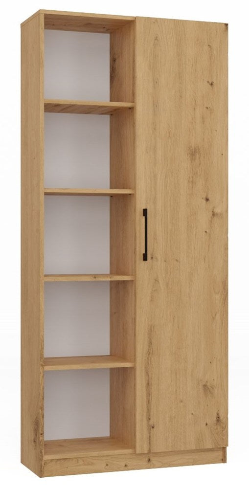 Raft Malwa RD/80 cu 10 Polite, Semideschis, 80 x 182 x 30 cm, Stejar Artisan, Homedit