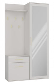 Garderobă Modulară Duo cu Oglindă, Cuier și Dulap, 150 x 180 x 35 cm, Bej Cașmir, Homedit
