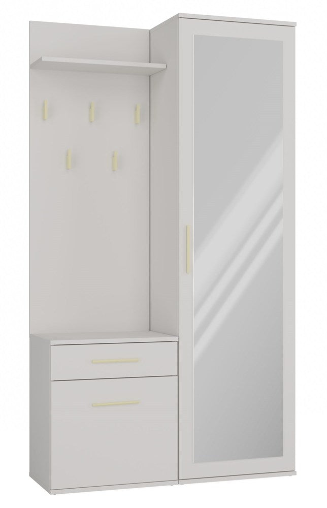 Garderobă Modulară Duo cu Oglindă, Cuier și Dulap, 150 x 180 x 35 cm, Bej Cașmir, Homedit