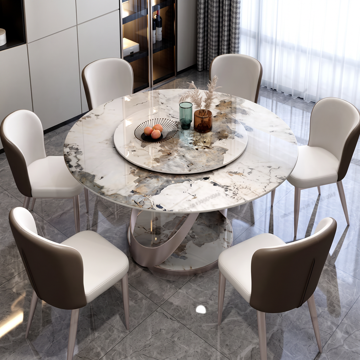 Masa Dining Rotativa, Rotunda Grace Stone, Premium, Homedit