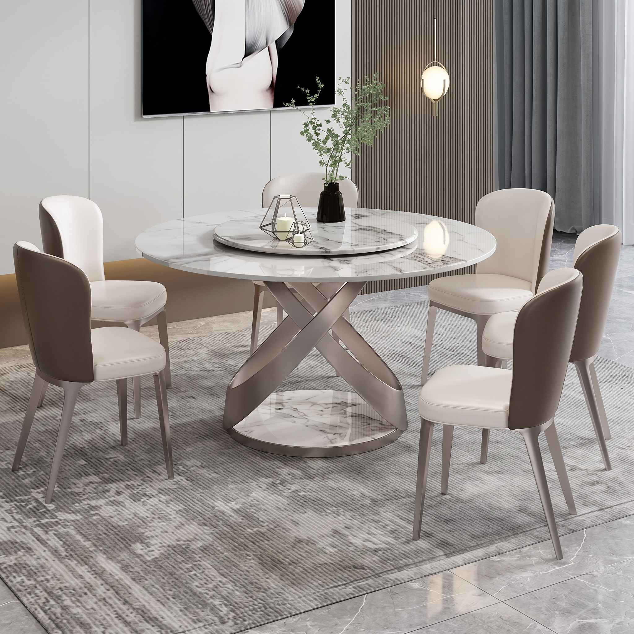 Masa Dining Rotativa, Rotunda Grace Stone, Premium, Homedit