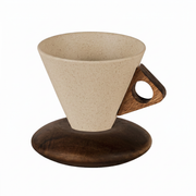 Ceașcă pentru cafea, design modern cu suport din lemn, 180 ml, Homedit
