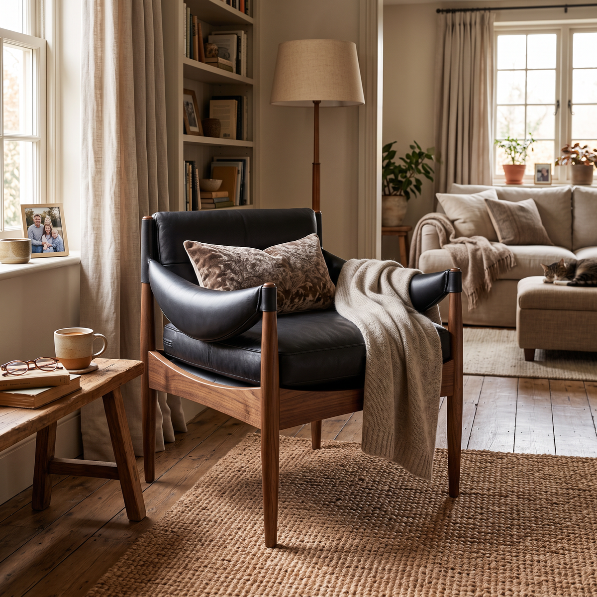 Scaun Piele Skov, 55 × 69 × 75 cm, Homedit