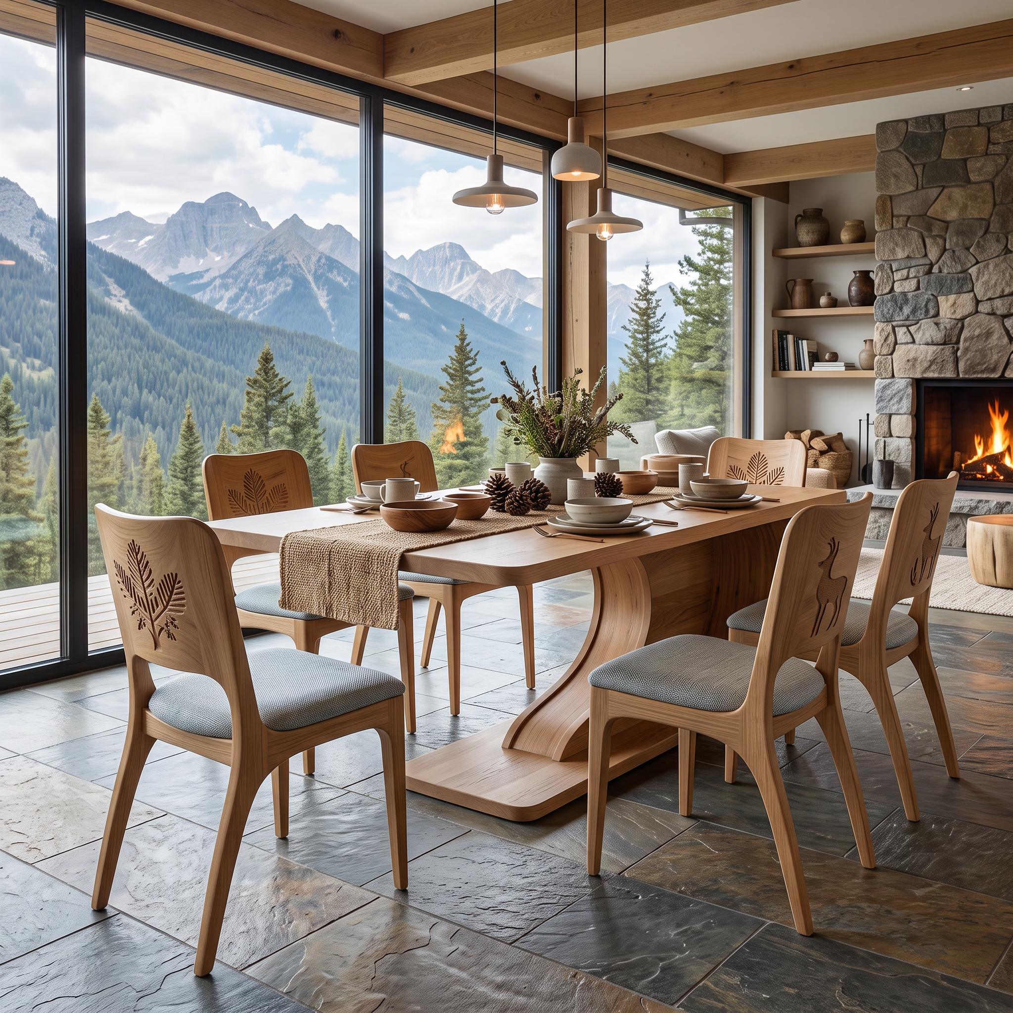 Masa Dining Lemn Masiv Furniruit Volta, 180 x 100 x 75 cm, Fluid Homedit